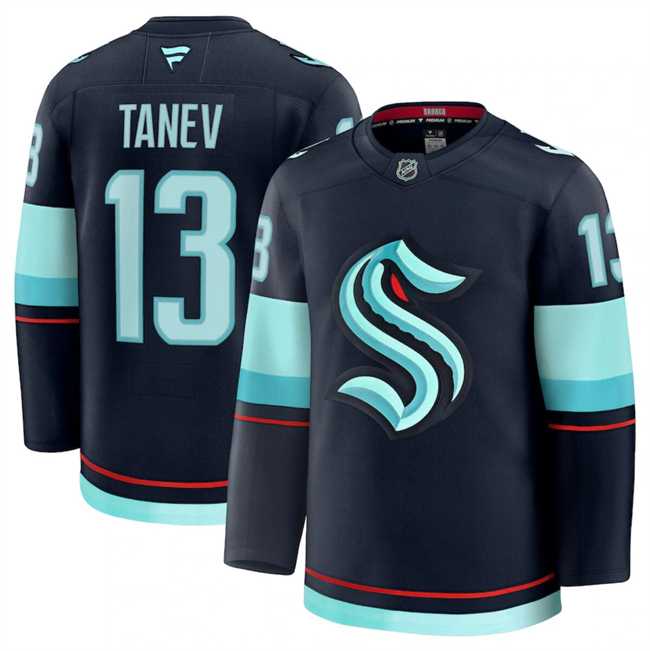 Mens Seattle Kraken #13 Brandon Tanev Navy 2024-25 Home Stitched Hockey Jersey Dzhi